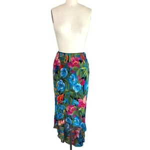 Cache Womens Skirt Size S Floral Hawaiian Summer Spring Asymmetrical Flowy